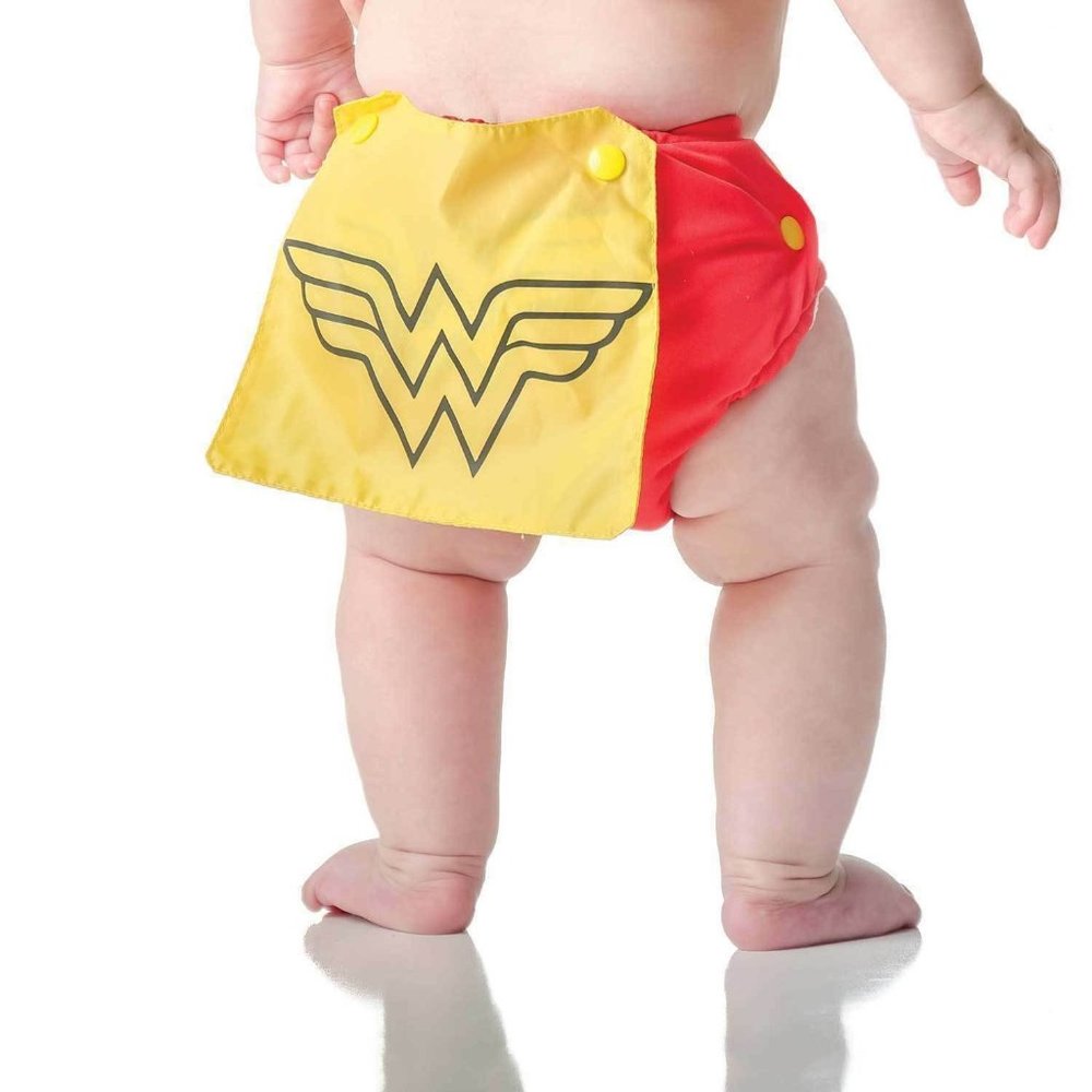 Bumpkin Snap-In-1 Wonder Woman Cloth Diaper Cape Baby Oneder 1st Birthday DC OS